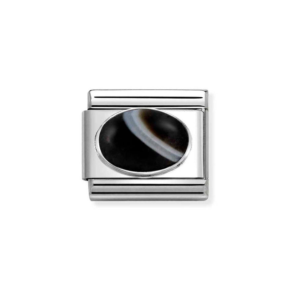 Nomination Classic Banded Onyx Stone Charm in Silver