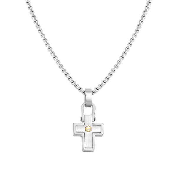 Nomination ManVision Gold PVD Hex Screw Cross Necklace