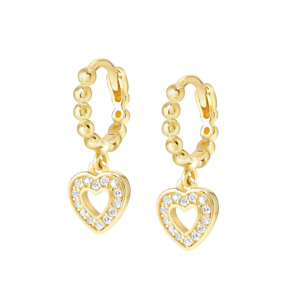 Nomination Lovecloud Gold Heart Drop CZ Earrings