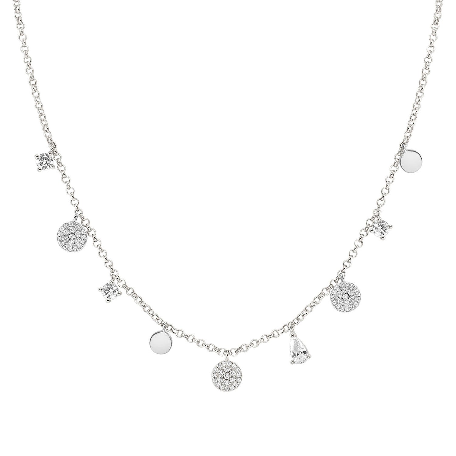 Nomination Lucentissima Round Pendant Necklace in Silver with White CZ