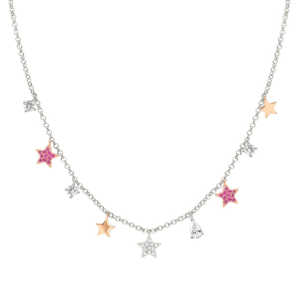 Nomination Lucentissima Rose Star Necklace in Silver with White CZ