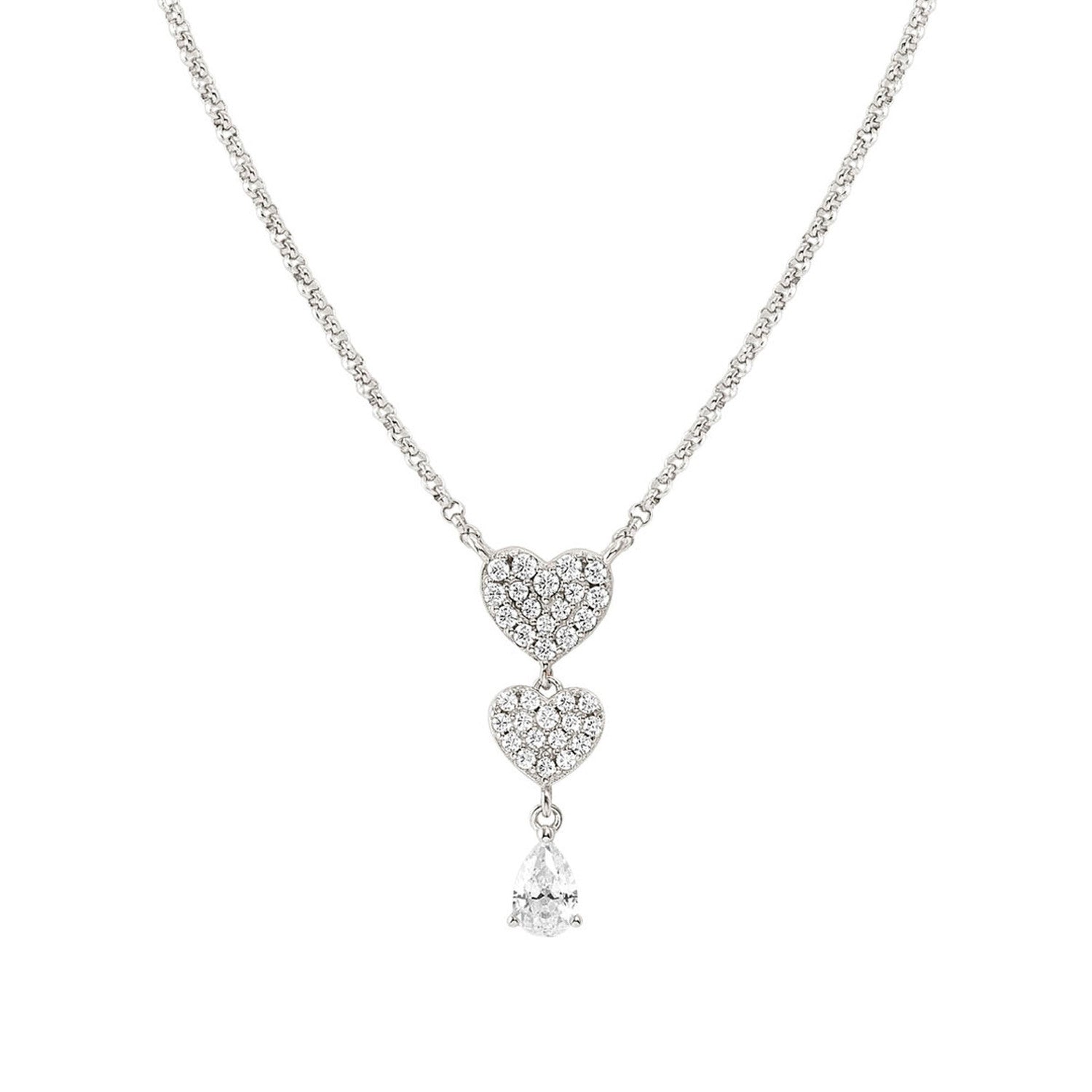 Nomination Lucentissima Heart Pendant Necklace in Silver with White CZ