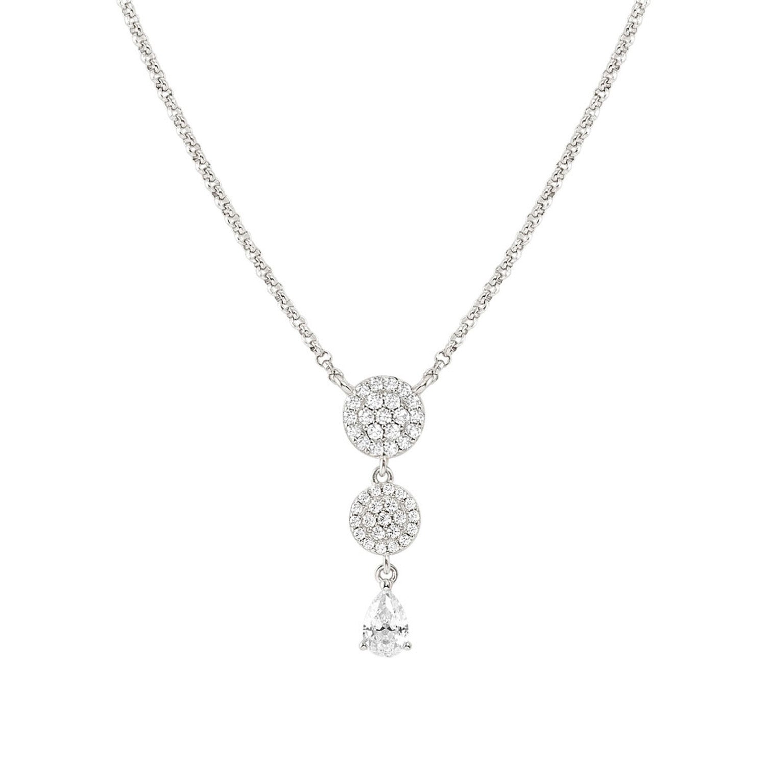 Nomination Lucentissima Round Pendant Necklace in Silver with White CZ