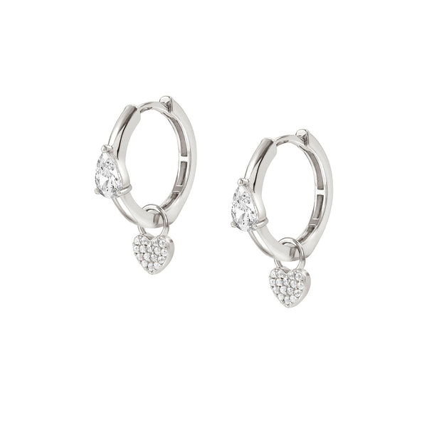 Nomination Lucentissima Heart Hoop Earrings in Silver with CZ