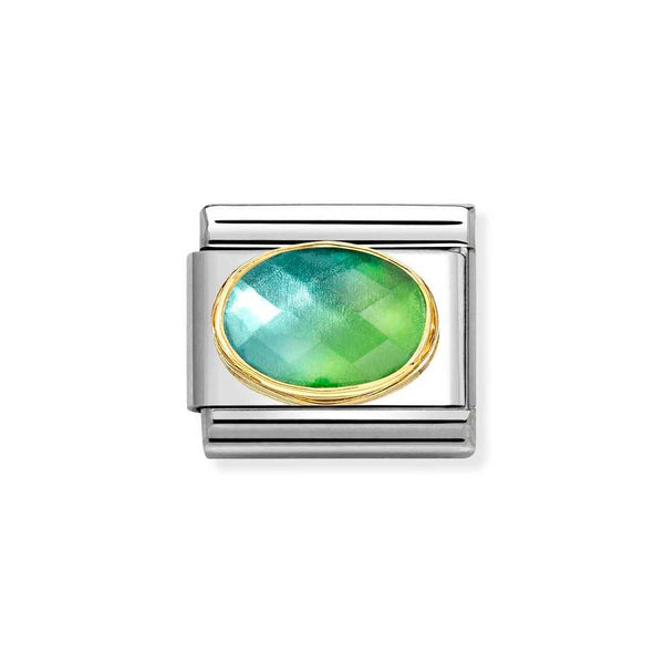 Nomination Classic Link Green-Blue Faceted Stone Charm in Gold