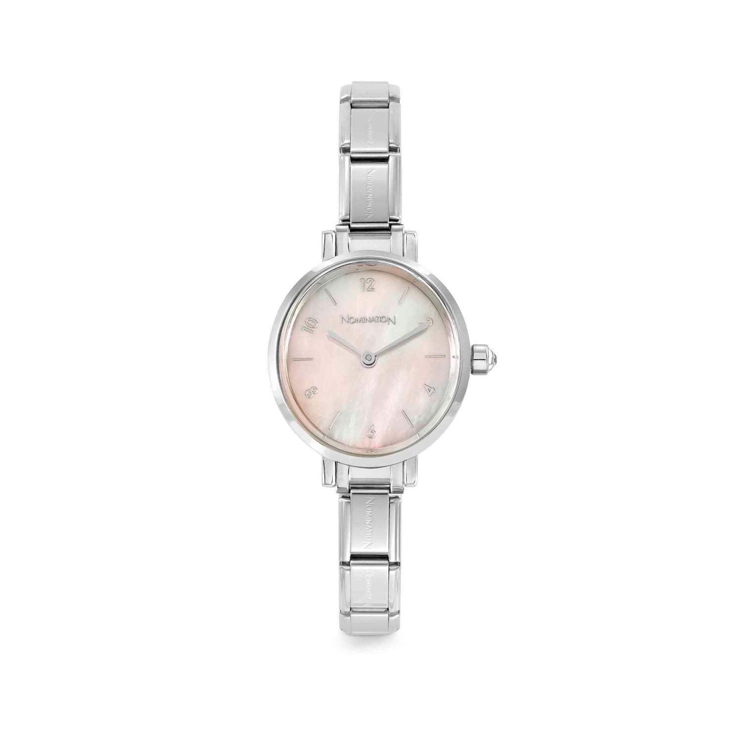 Nomination Paris Oval Watch Pink Mother of Pearl in Steel