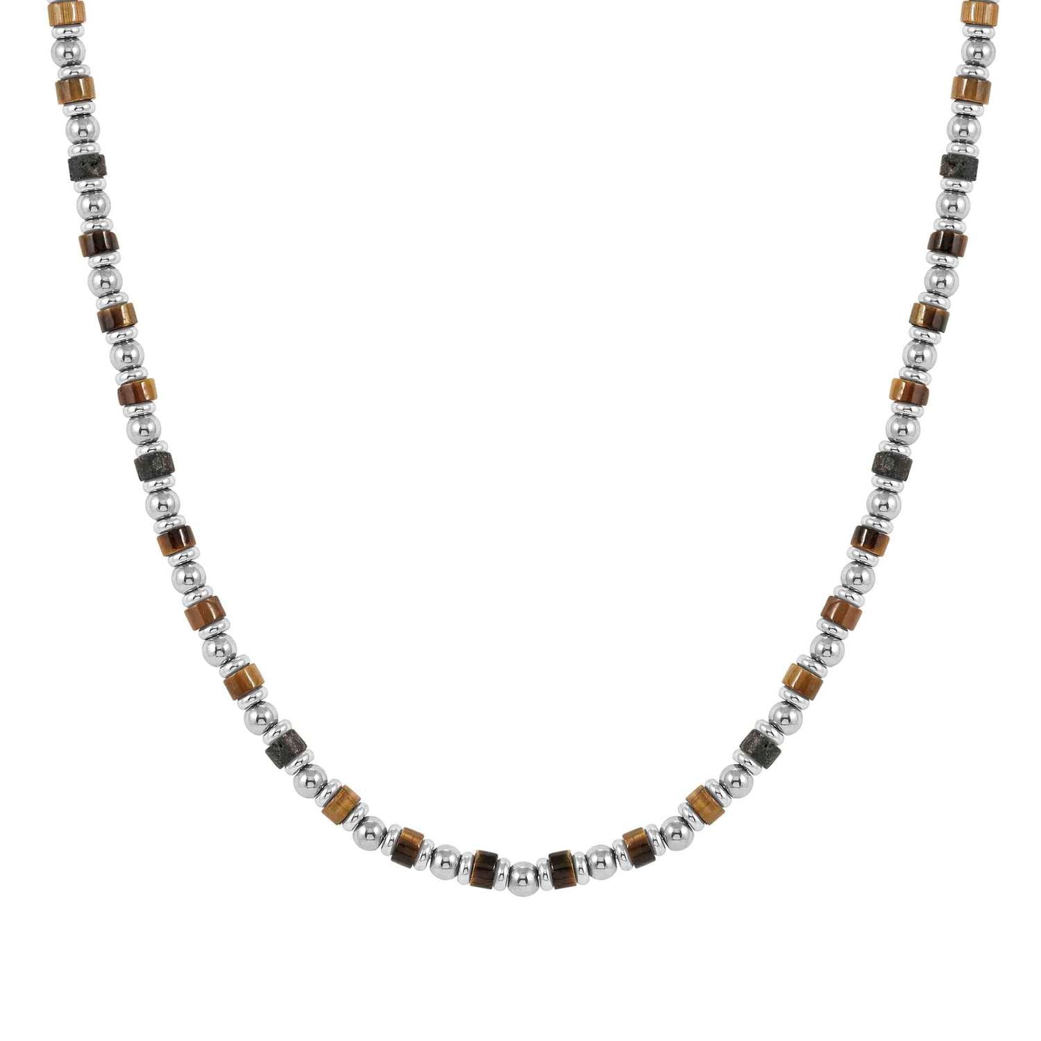Nomination Instinct Style Sea Edition Necklace Tigers Eye & Lava Stones