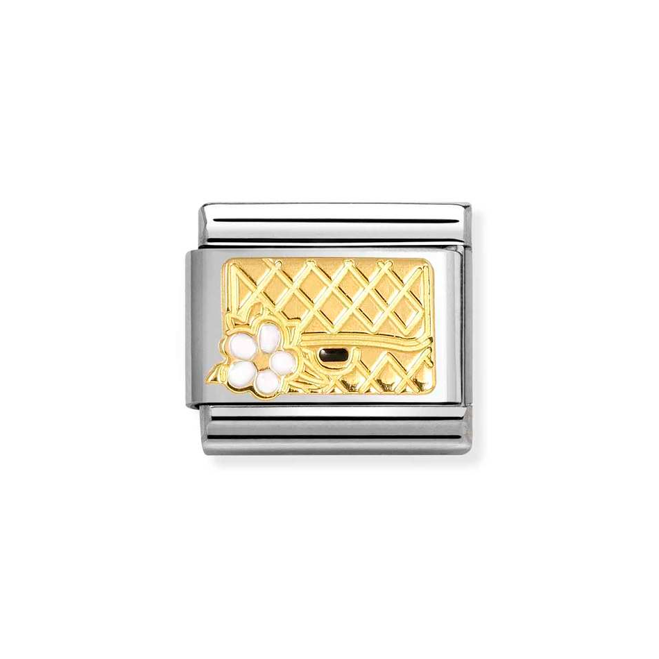 Nomination Classic Link Bag with Flowers Charm in Gold