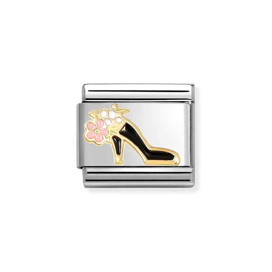 Nomination Classic Link Black High Heel Shoe Charm in Gold