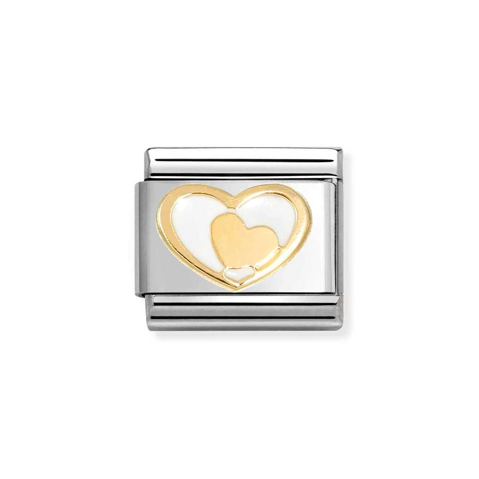 Nomination Classic Link White & Gold Heart Charm in Gold