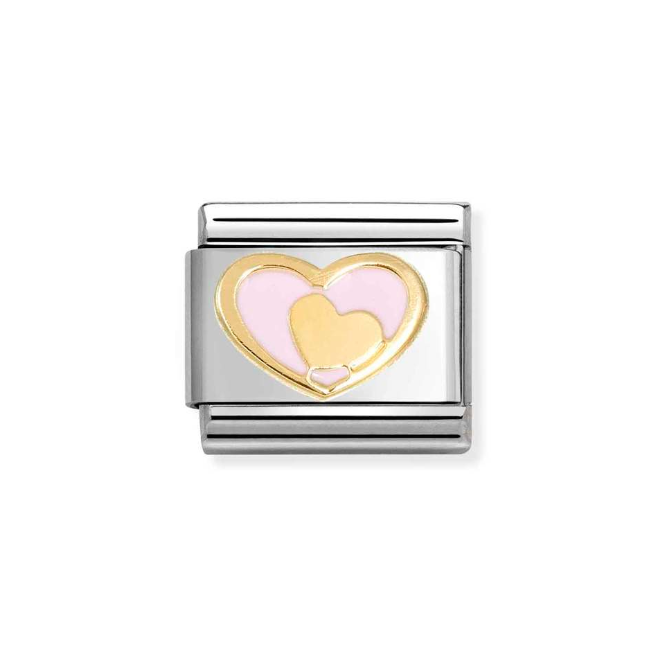 Nomination Classic Link Pink & Gold Heart Charm in Gold