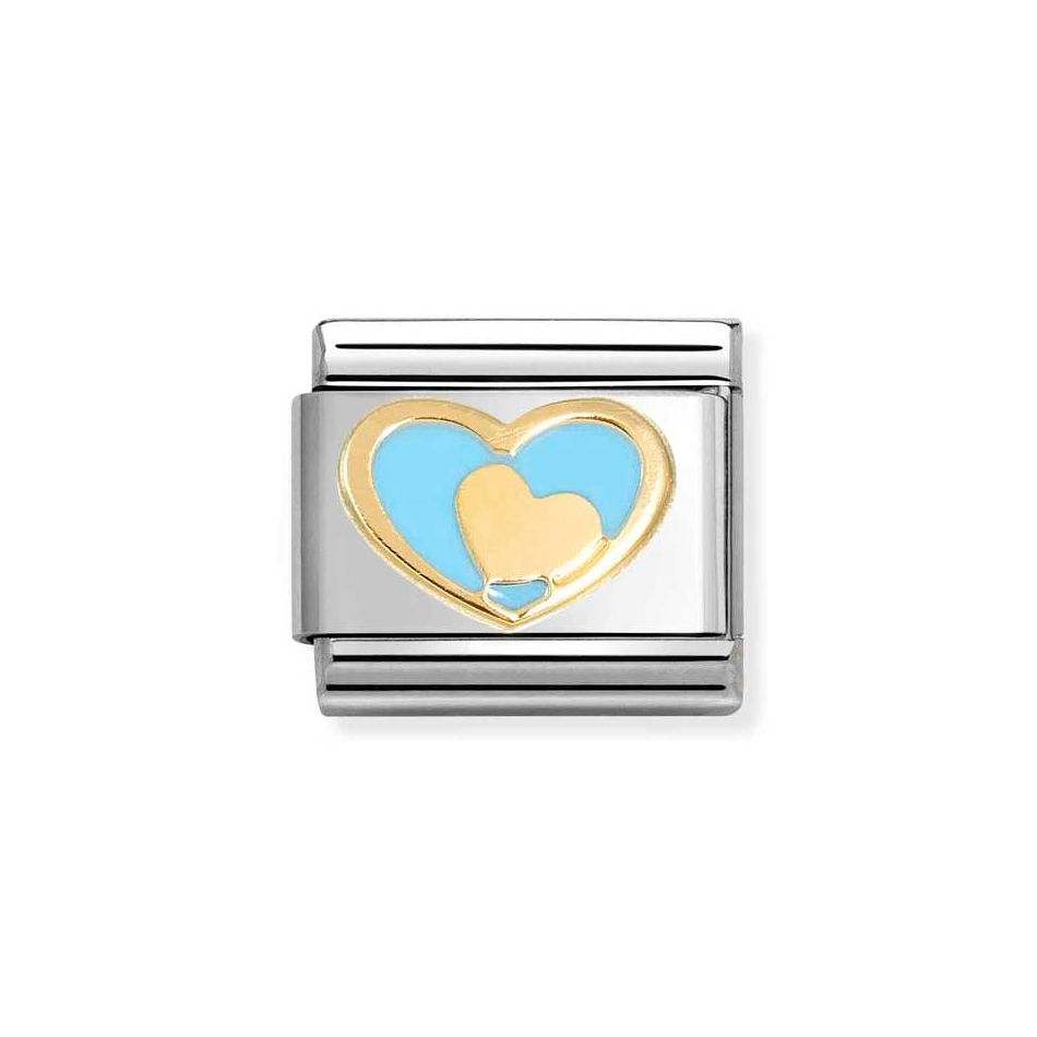 Nomination Classic Link Blue & Gold Heart Charm in Gold