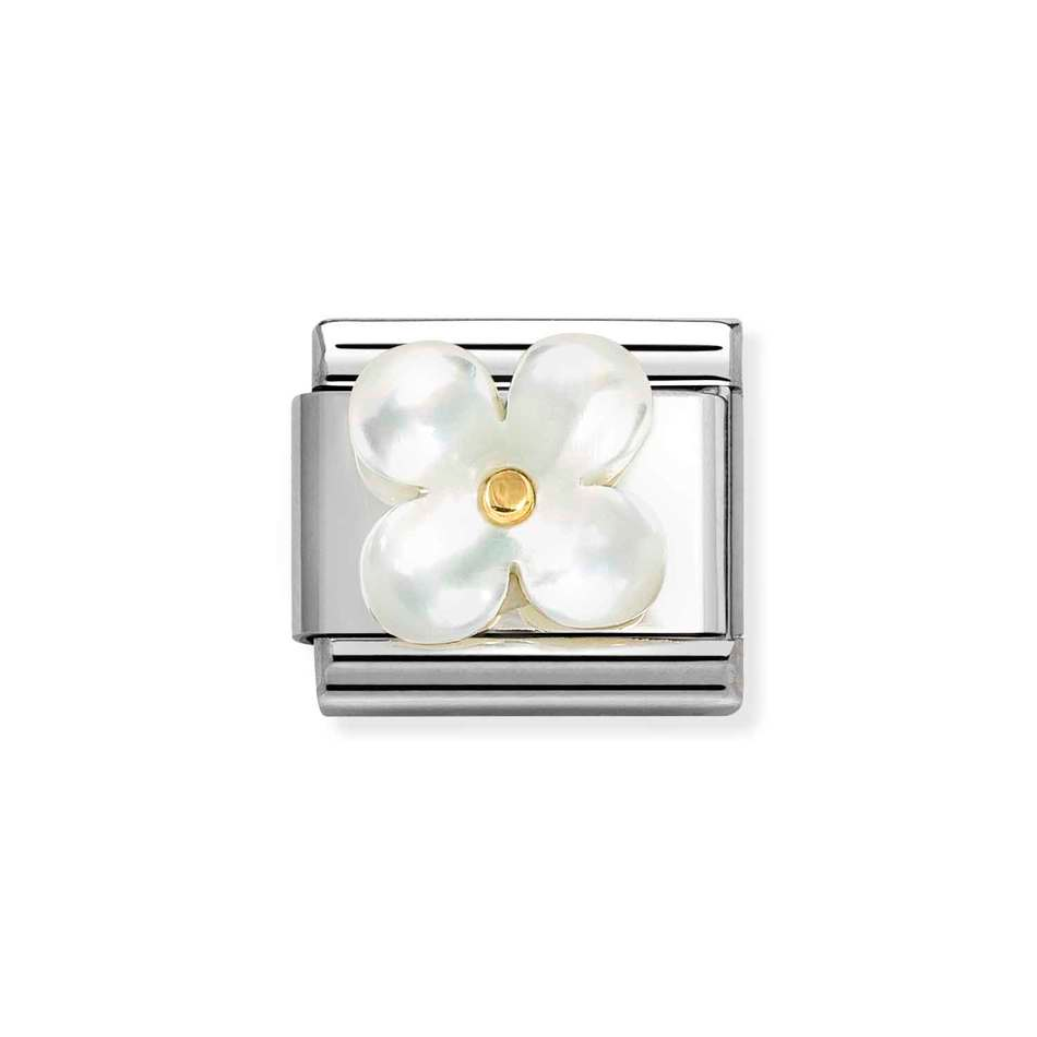 Nomination Classic Link Flower Mother of Pearl Charm in Gold
