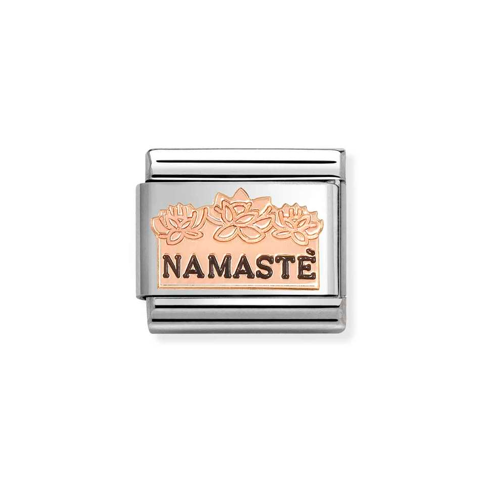 Nomination Classic Link Namaste with Flowers Charm in Rose Gold
