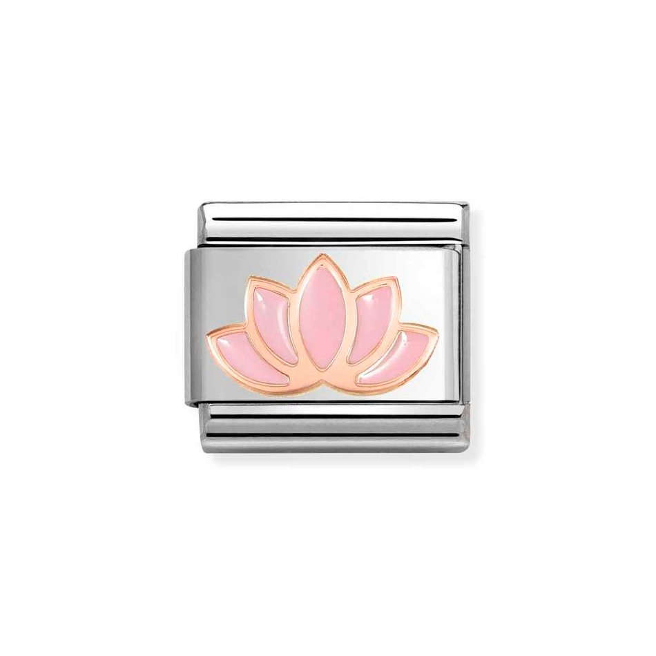 Nomination Classic Link Pink Lotus Flower Charm in Rose Gold