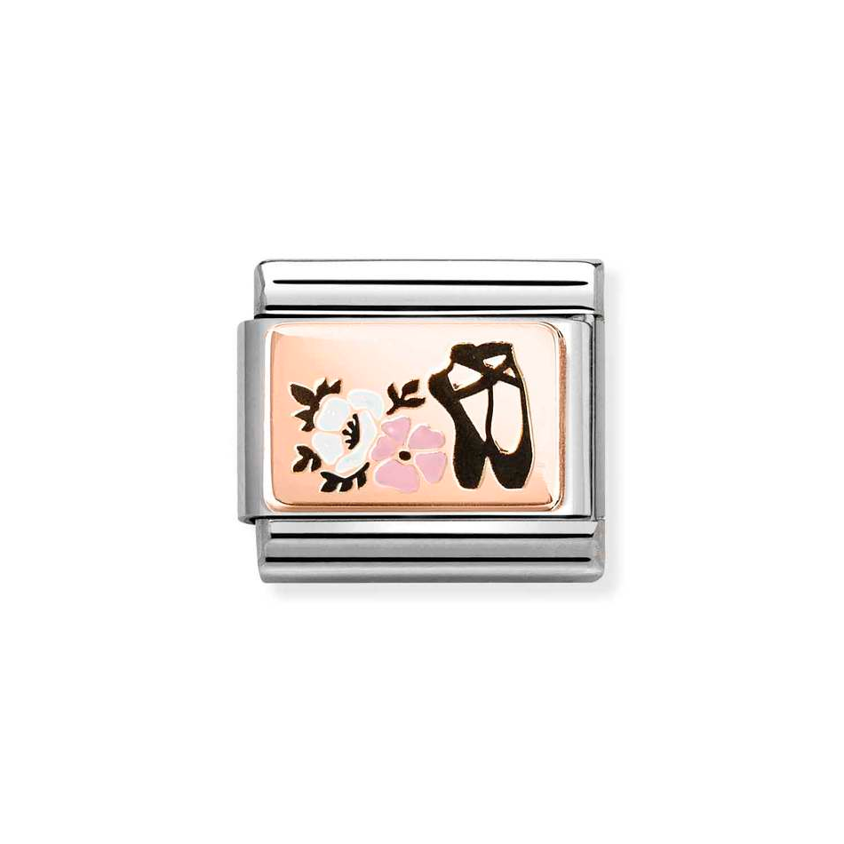 Nomination Classic Link Ballet Shoes with Flowers Charm in Rose Gold