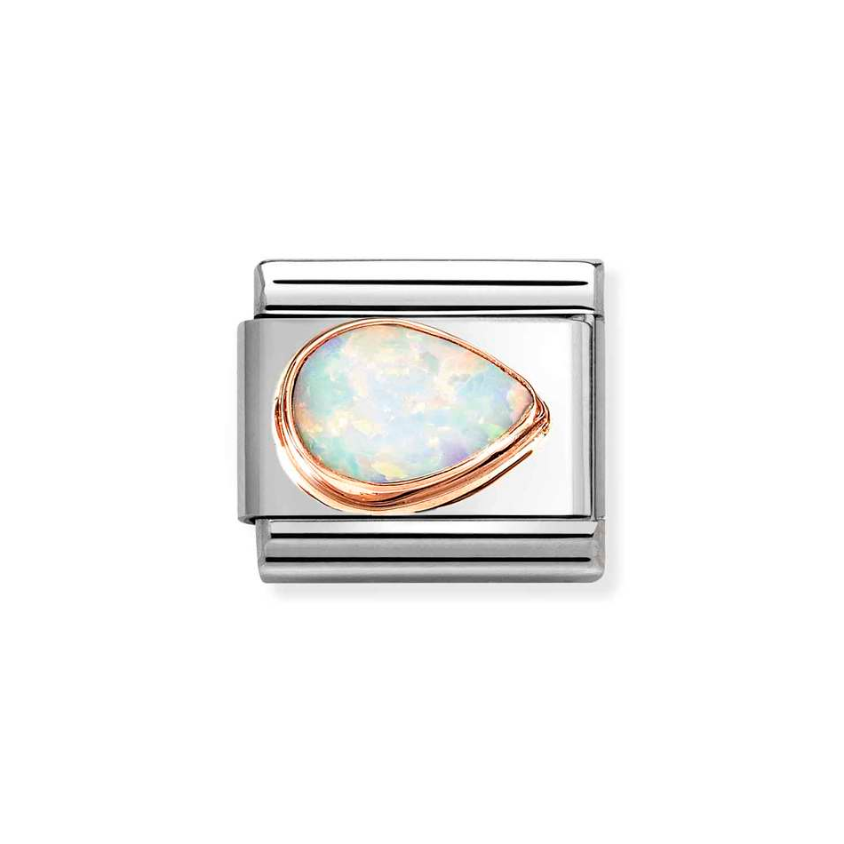 Nomination Classic Link White Opal Drop Right Charm in Rose Gold