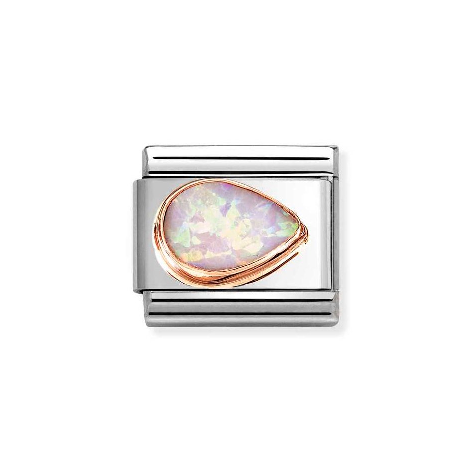 Nomination Classic Link Pink Opal Drop Right Charm in Rose Gold