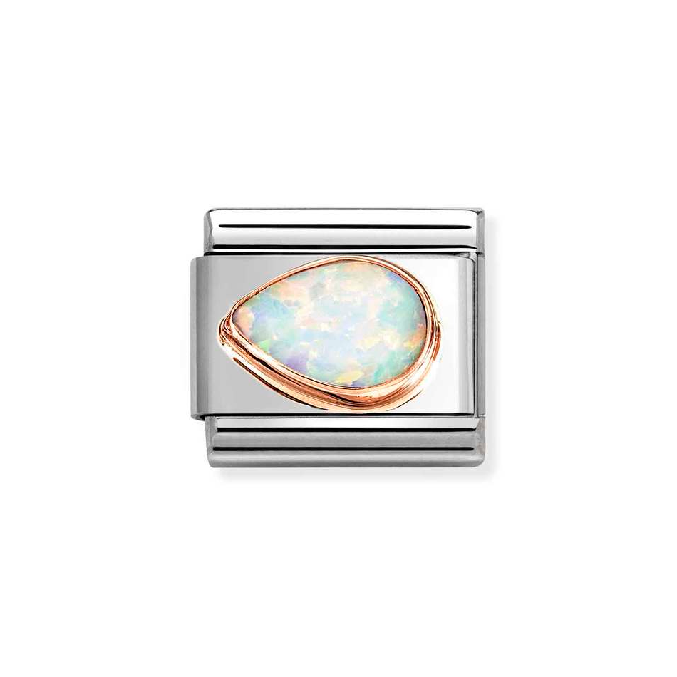 Nomination Classic Link White Opal Drop Left Charm in Rose Gold