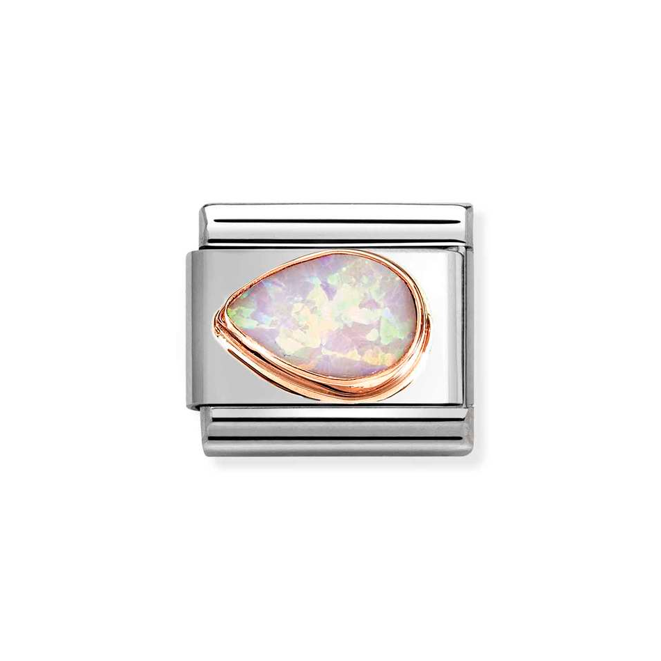 Nomination Classic Link Pink Opal Drop Left Charm in Rose Gold