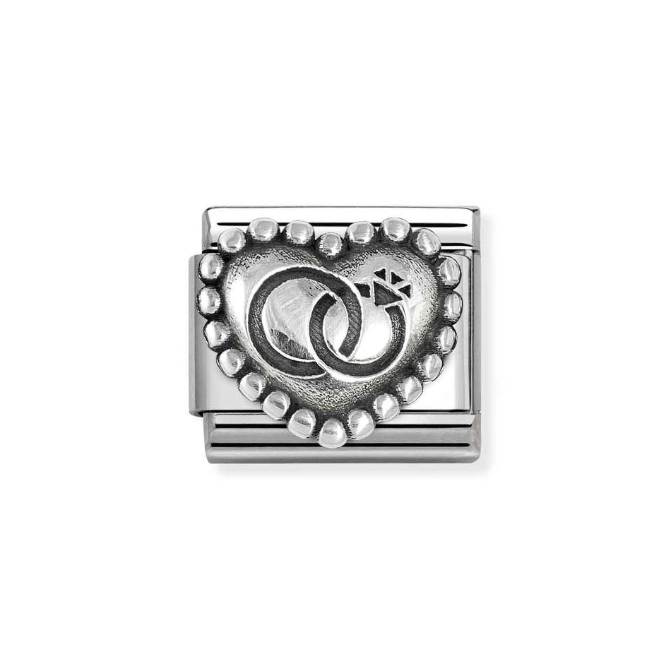 Nomination Classic Link Heart with Dots Wedding Rings Charm in Silver