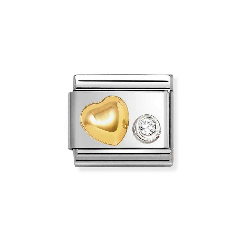Nomination Classic Link Gold Heart & CZ set in Silver