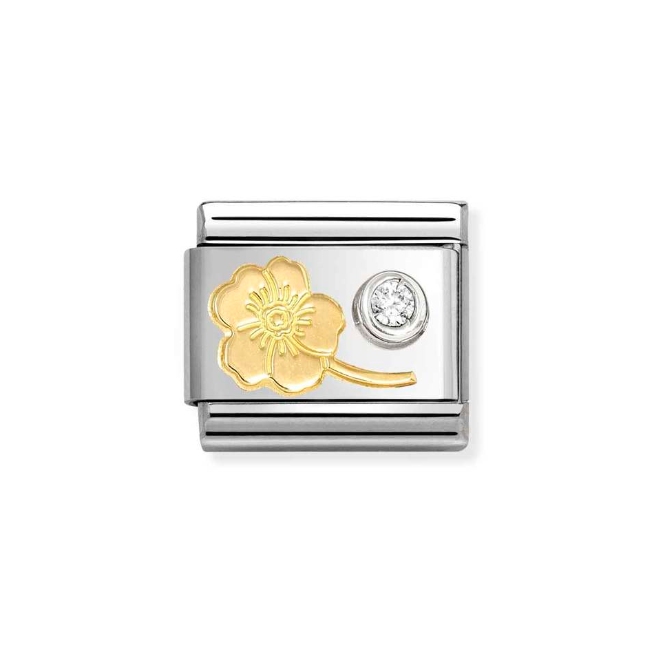 Nomination Classic Link Gold Forget-Me-Not & CZ set in Silver