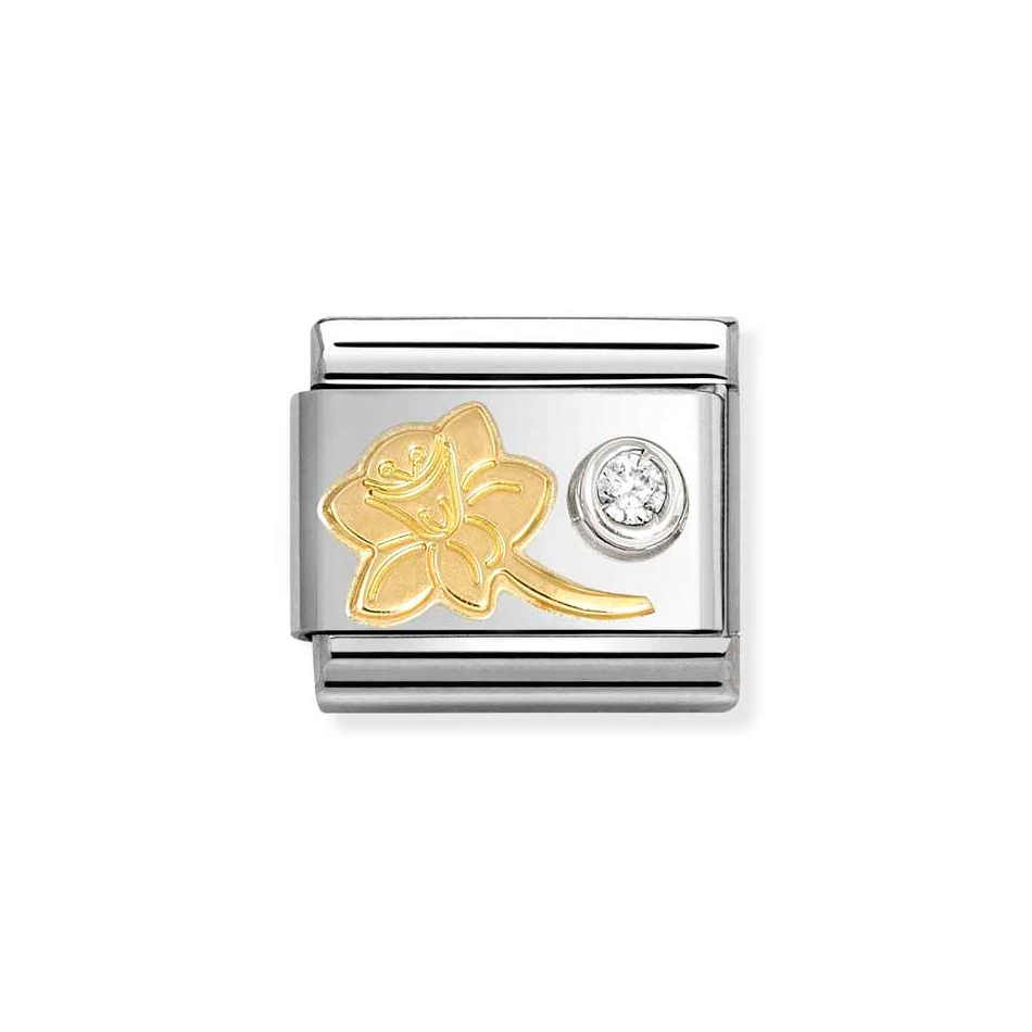 Nomination Classic Link Gold Daffodil & CZ set in Silver