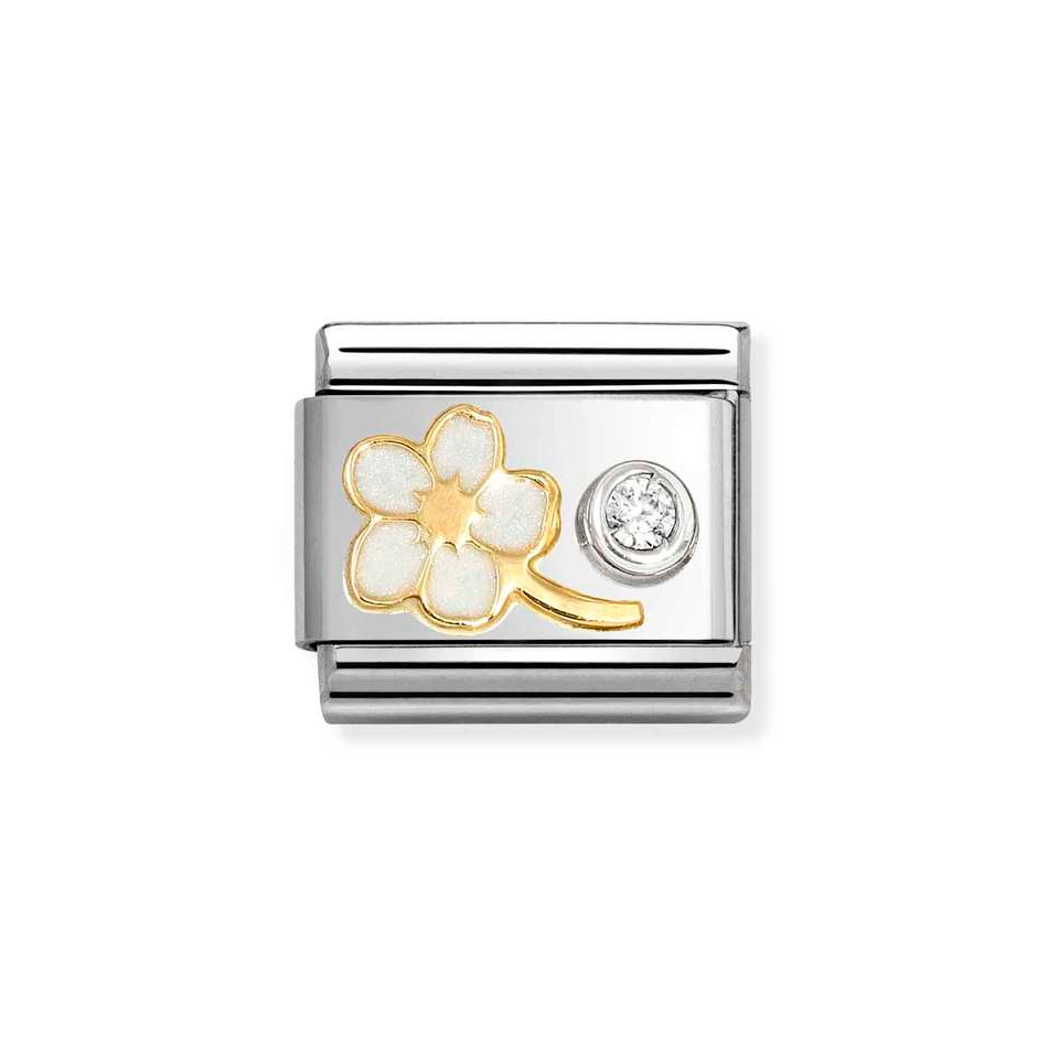 Nomination Classic Link White Forget-Me-Not with CZ in Gold & Silver
