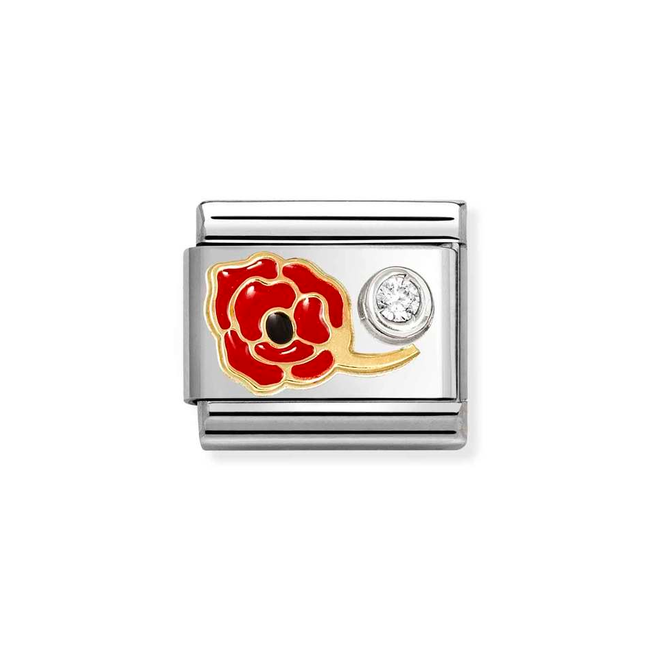 Nomination Classic Link Red Poppy with CZ in Gold & Silver