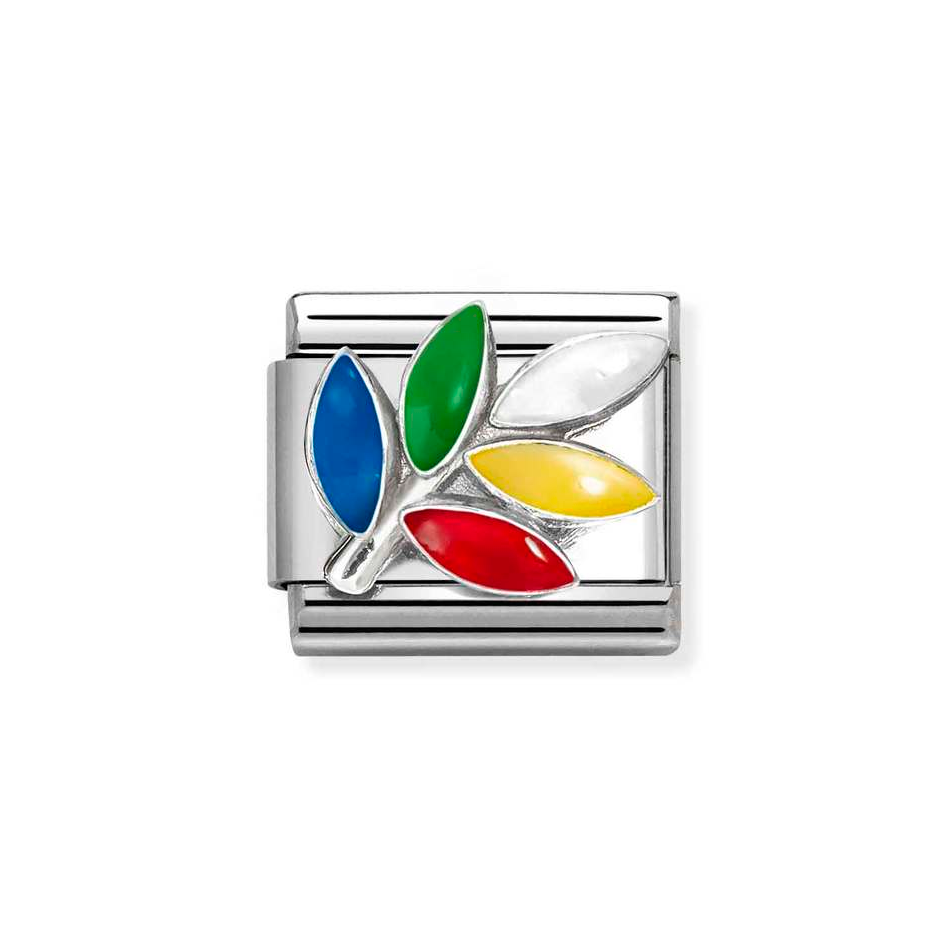 Nomination Classic Link Rainbow Olive Branch Charm in Silver