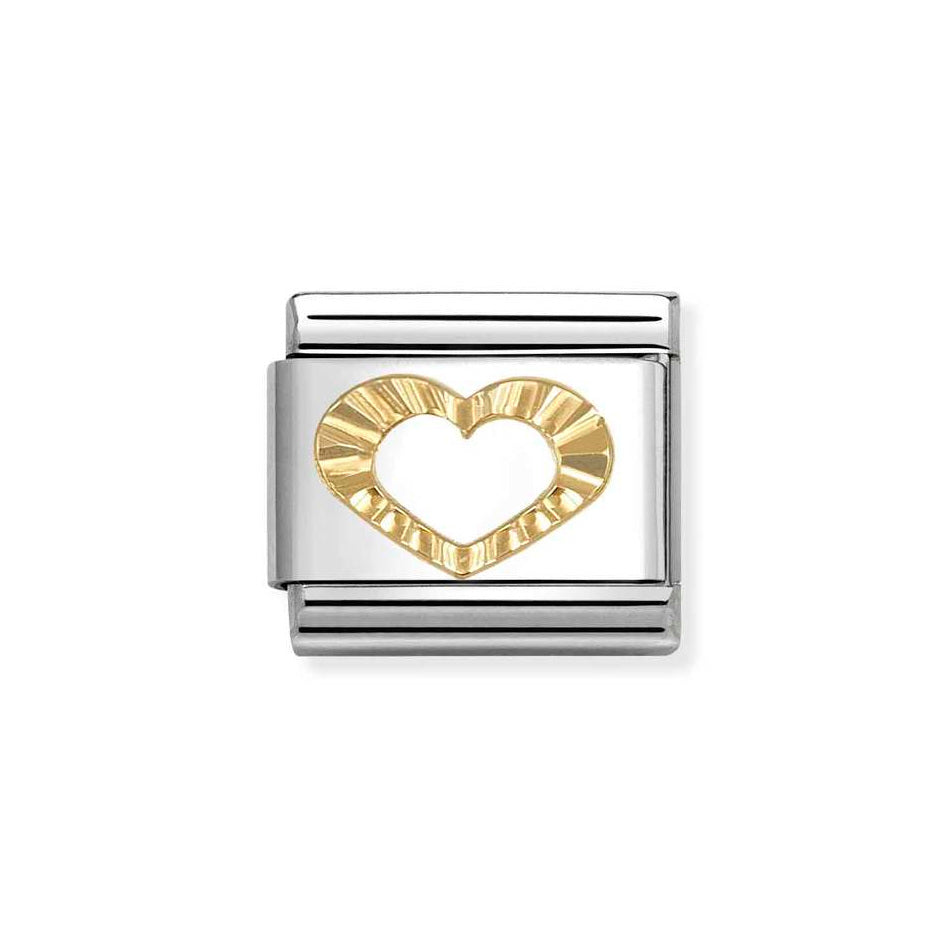 Nomination Classic Link Diamond Etched Heart Charm in Gold