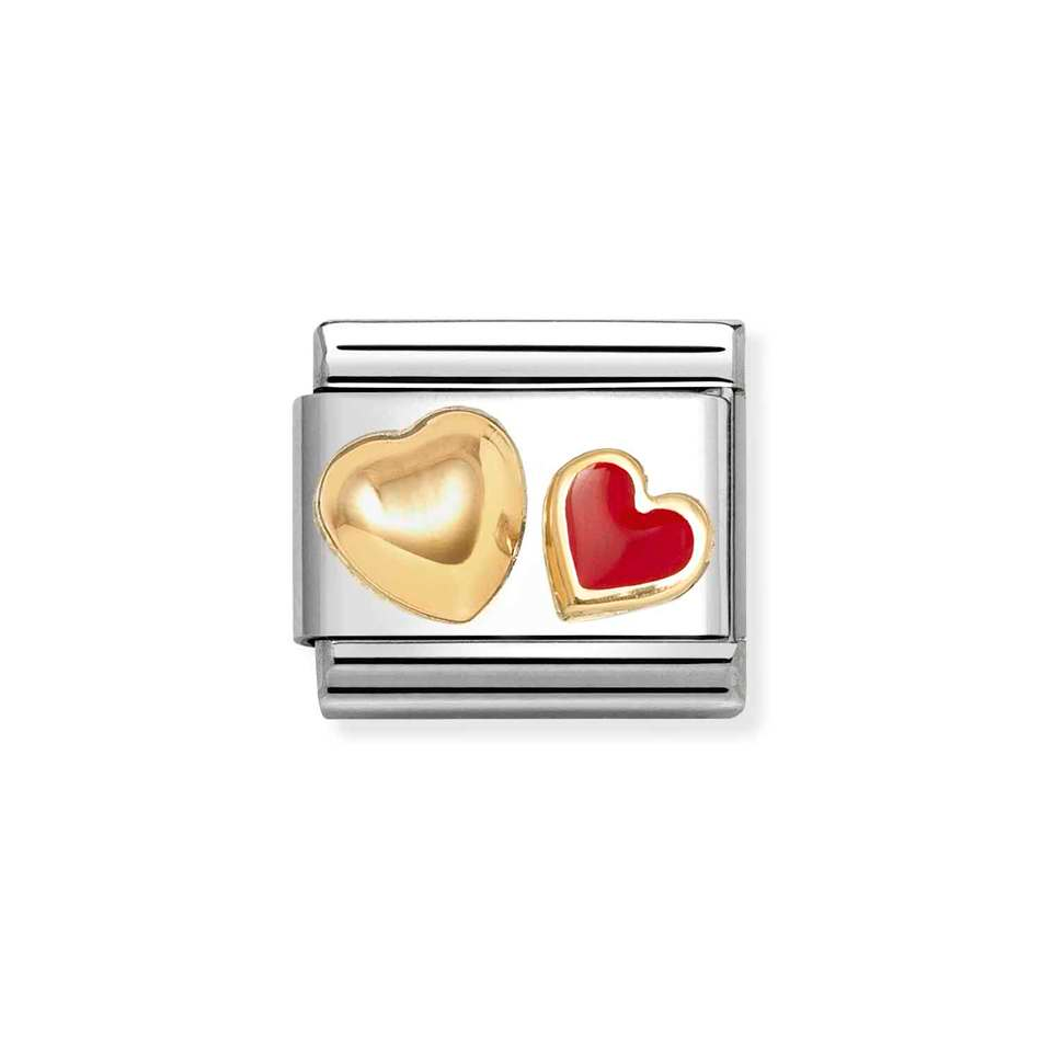 Nomination Classic Link Red & Gold Rounded Heart Charm in Gold