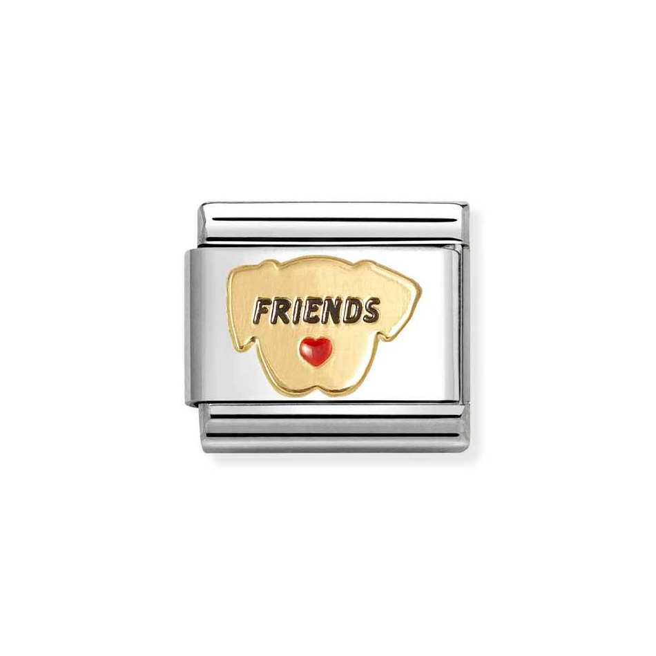 Nomination Classic Link Red Heart Dog Friends Charm in Gold
