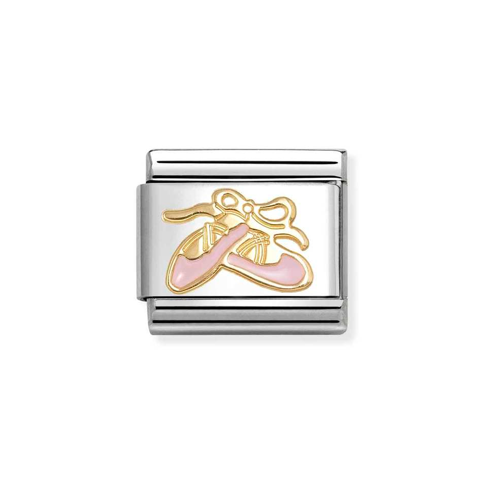 Nomination Classic Link Pink Dance Shoes Charm in Gold
