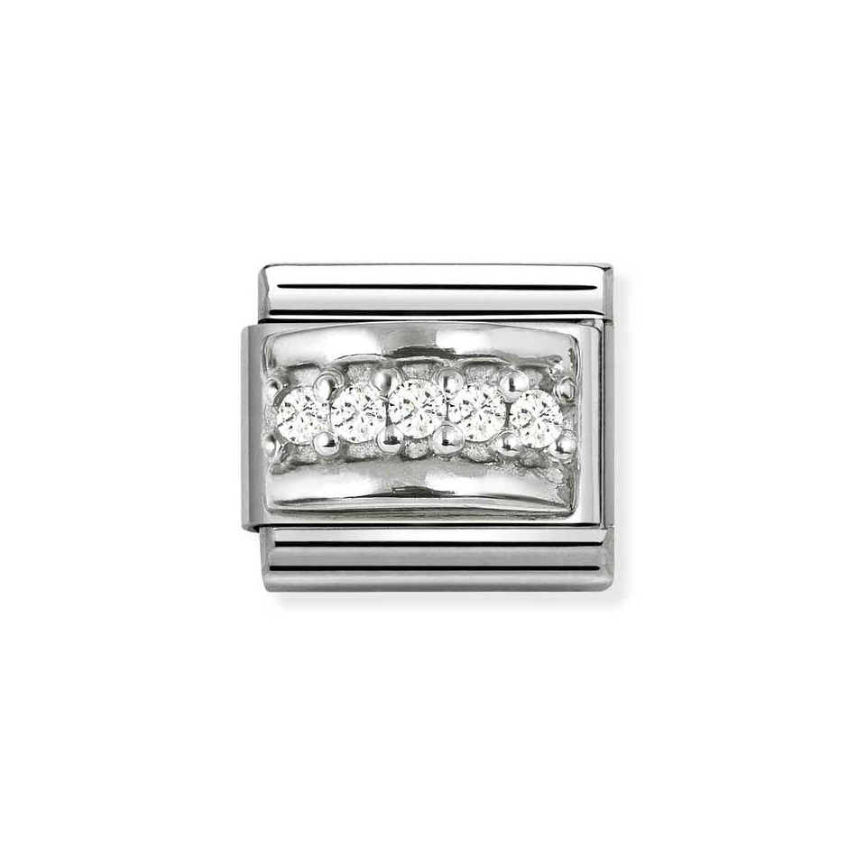 Nomination Classic Link White Track CZ Charm in Silver