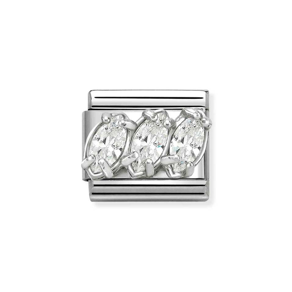 Nomination Classic Link White Trilogy CZ Charm in Silver