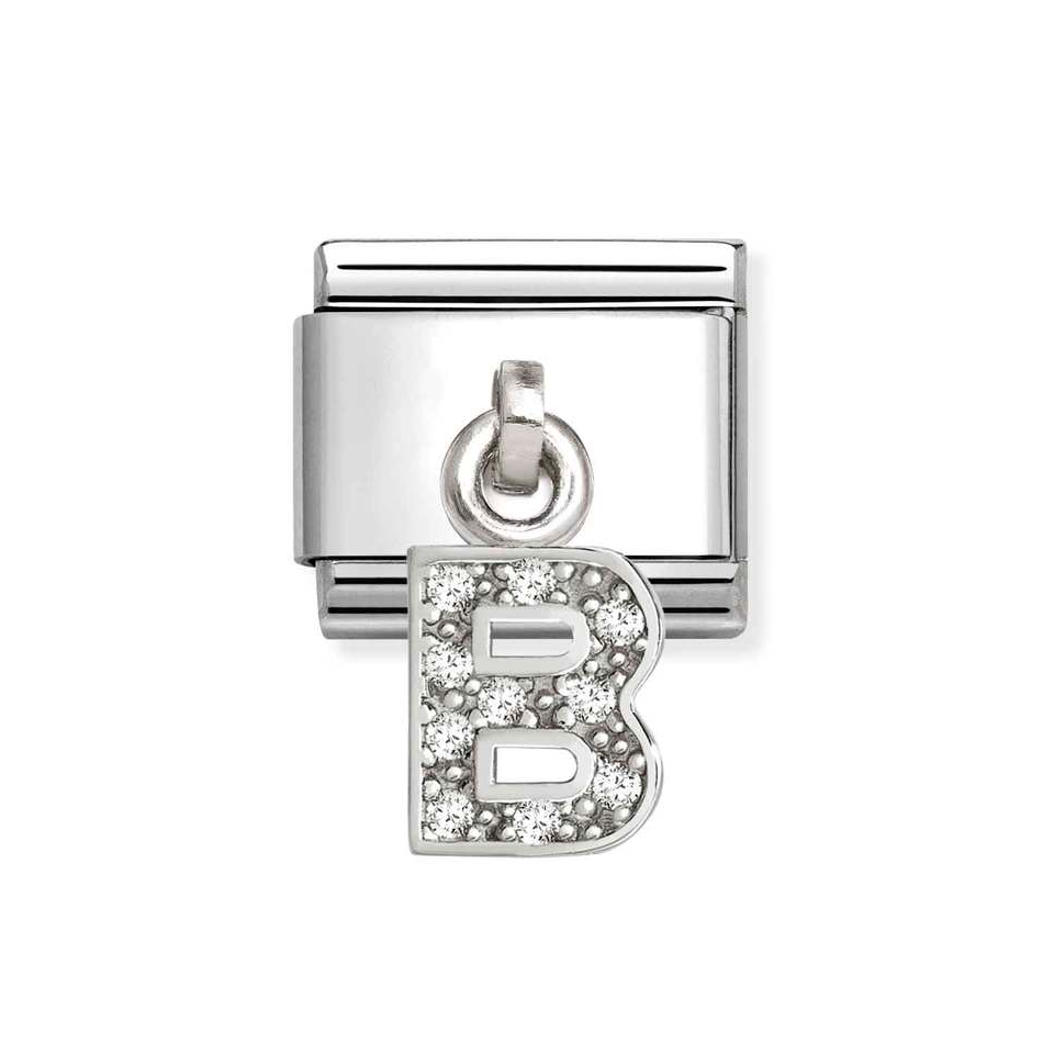 Nomination Classic Link Pendant CZ Letter B Charm in Silver