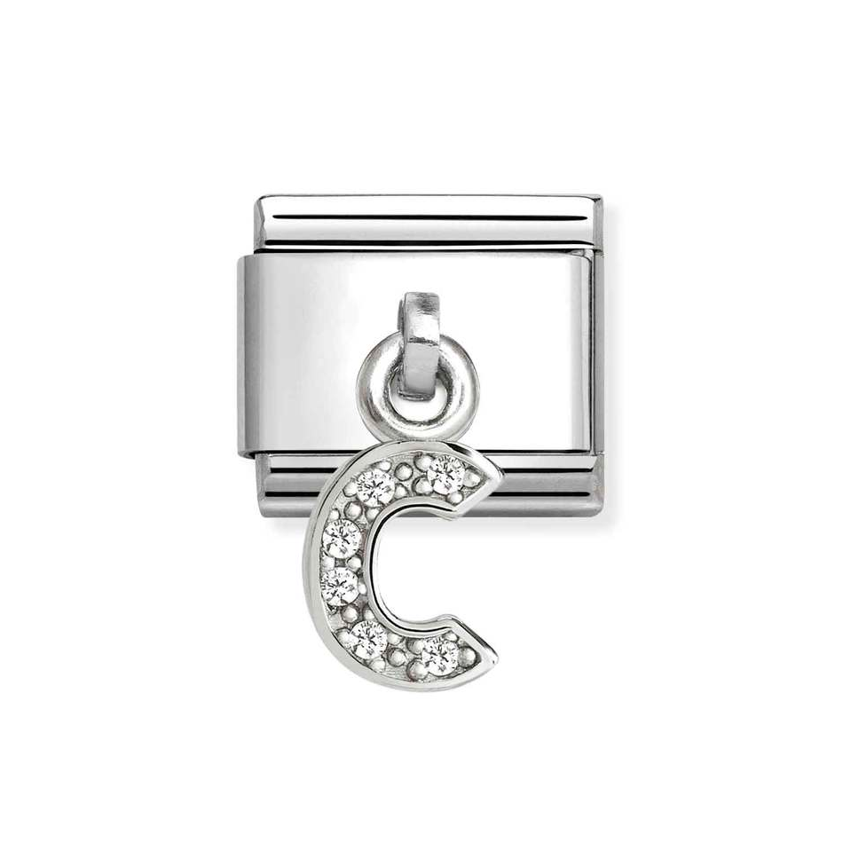 Nomination Classic Link Pendant CZ Letter C Charm in Silver