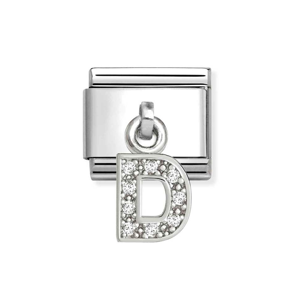 Nomination Classic Link Pendant CZ Letter D Charm in Silver