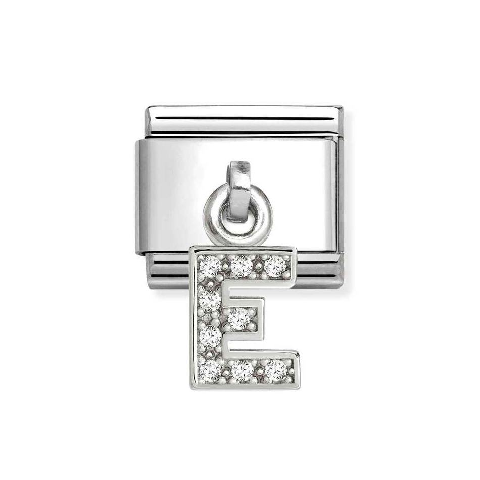 Nomination Classic Link Pendant CZ Letter E Charm in Silver