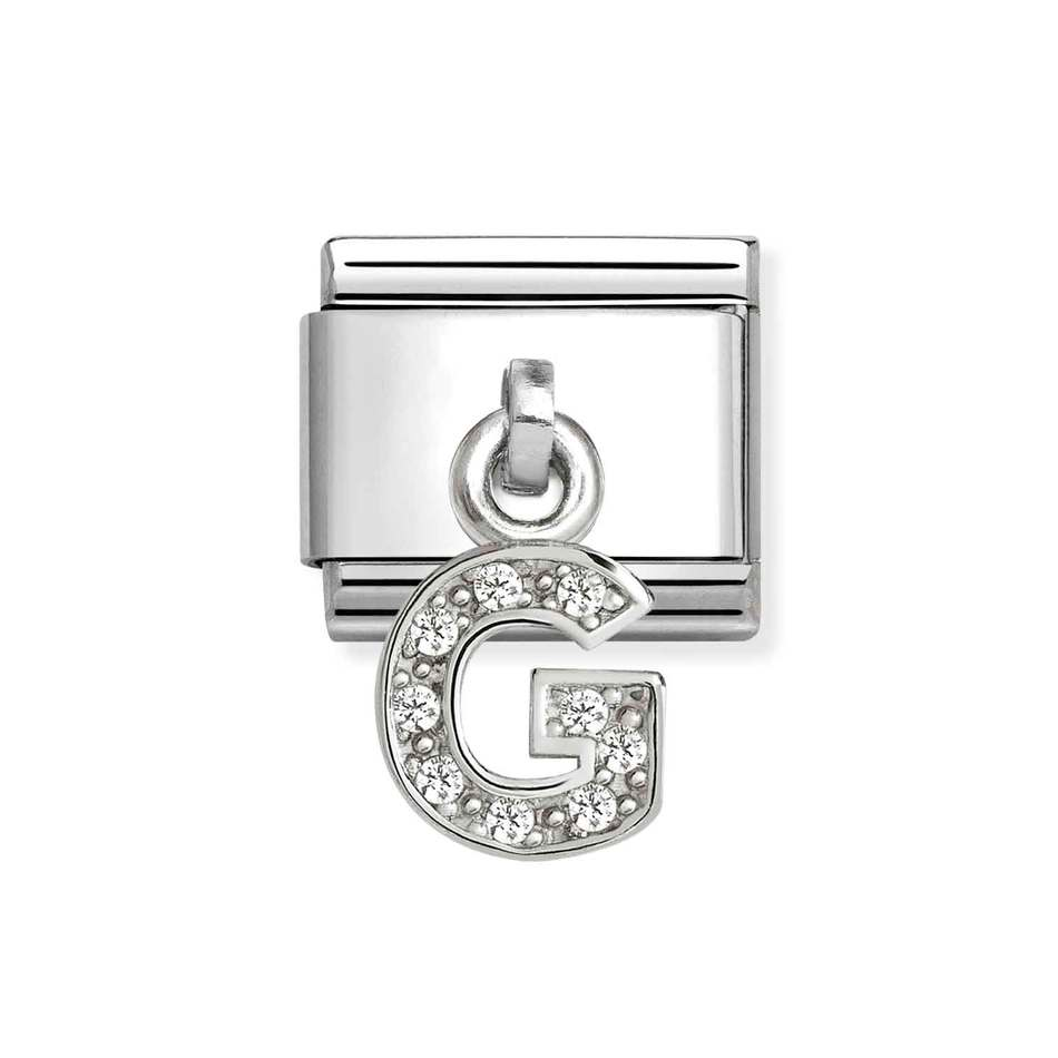 Nomination Classic Link Pendant CZ Letter G Charm in Silver