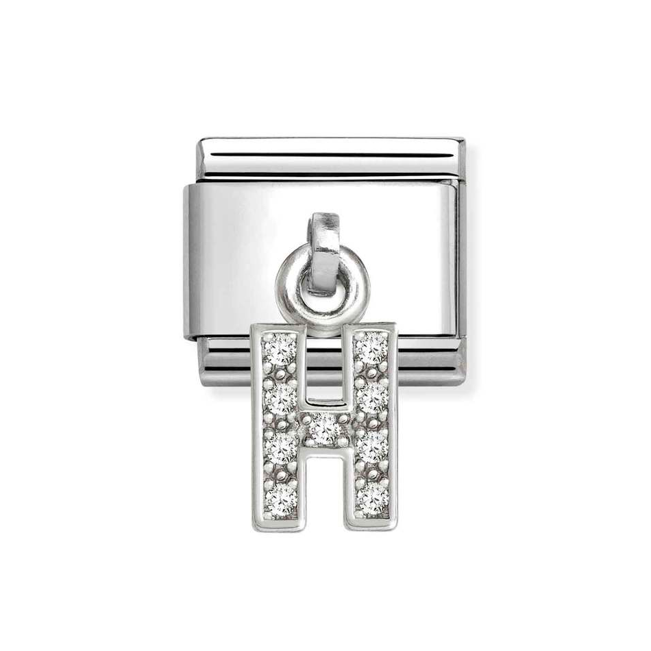 Nomination Classic Link Pendant CZ Letter H Charm in Silver