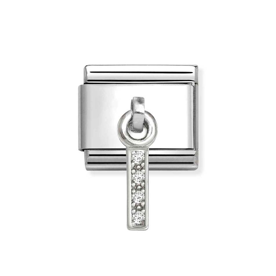 Nomination Classic Link Pendant CZ Letter I Charm in Silver