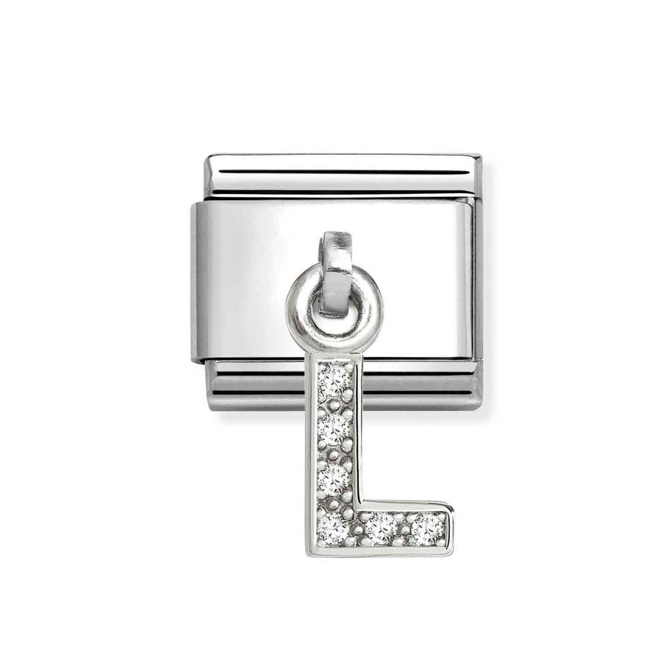 Nomination Classic Link Pendant CZ Letter L Charm in Silver