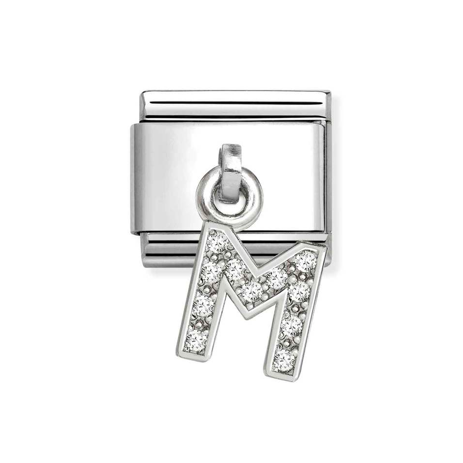 Nomination Classic Link Pendant CZ Letter M Charm in Silver