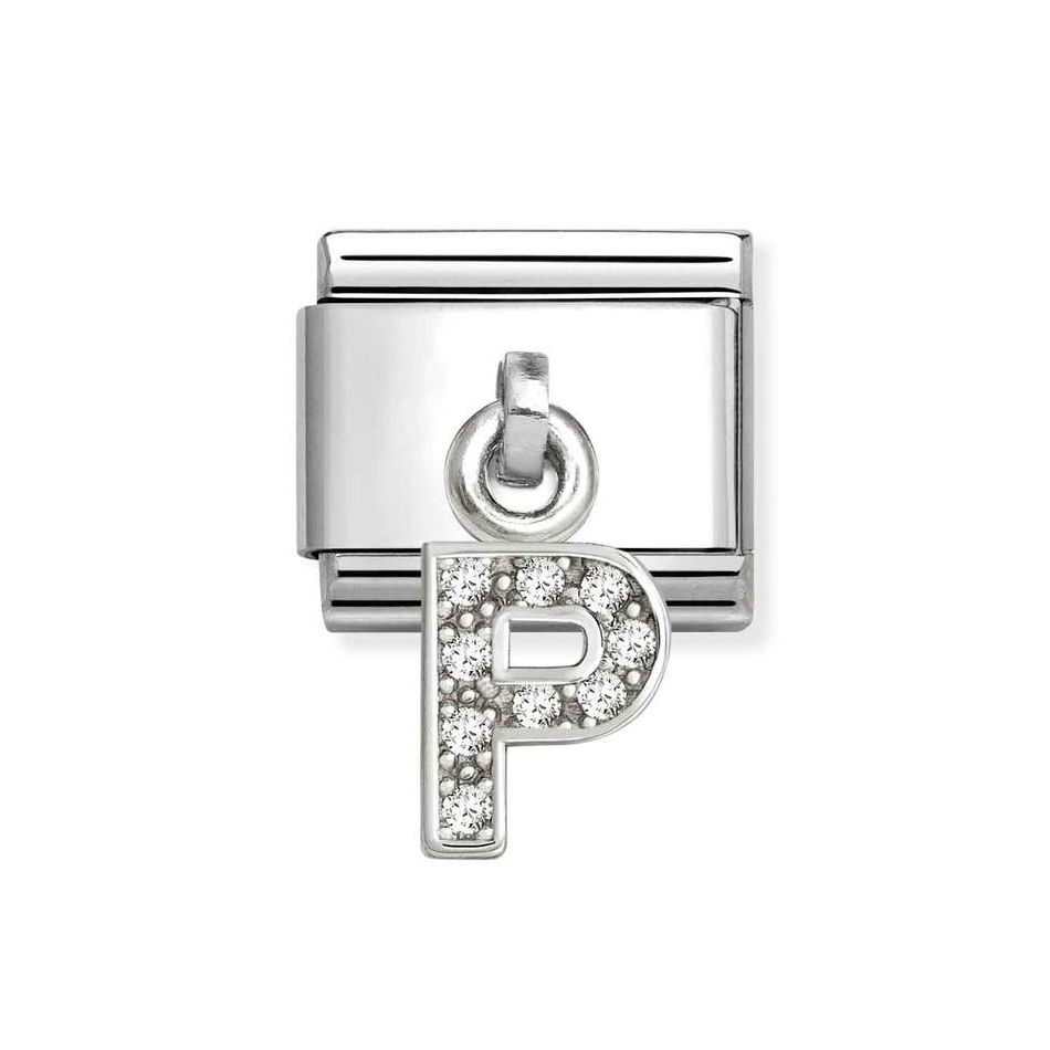 Nomination Classic Link Pendant CZ Letter P Charm in Silver
