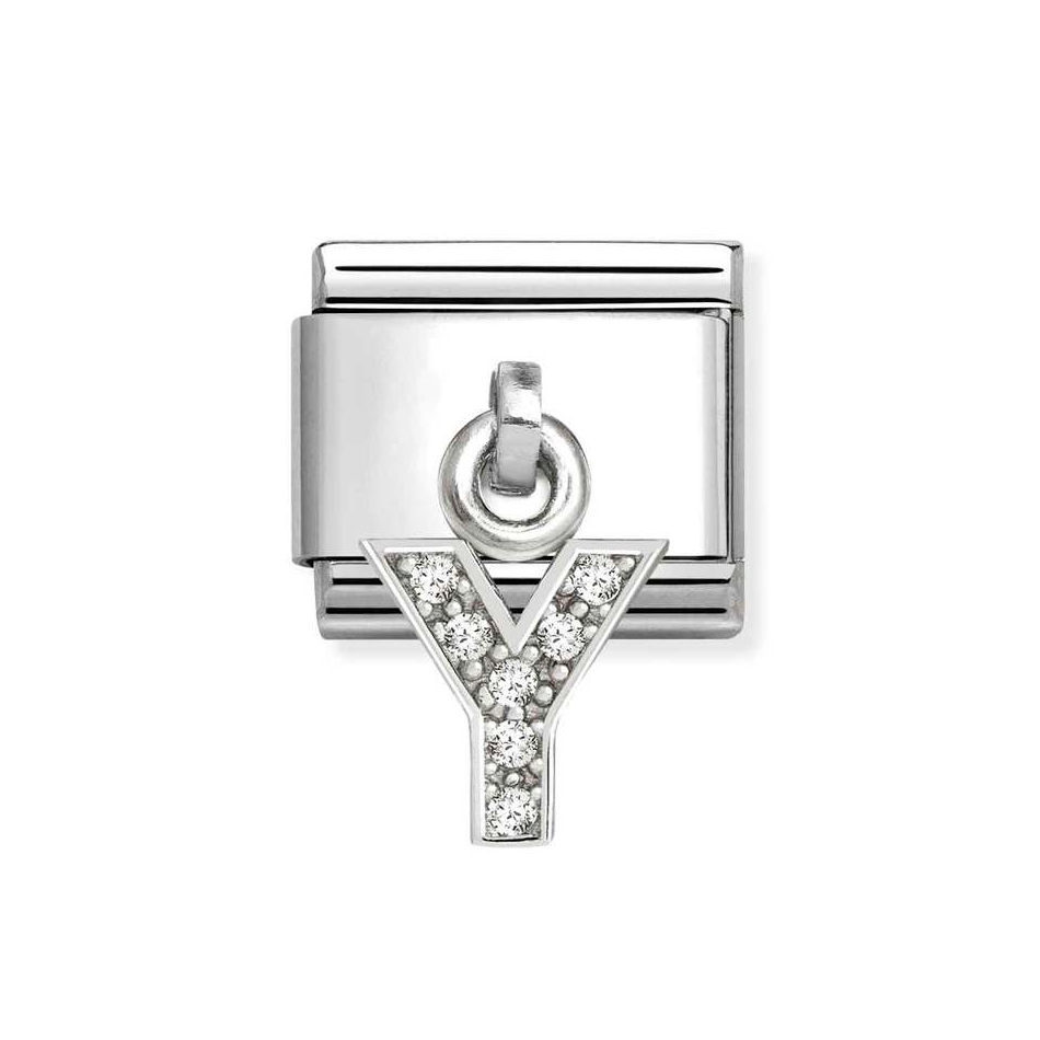 Nomination Classic Link Pendant CZ Letter Y Charm in Silver