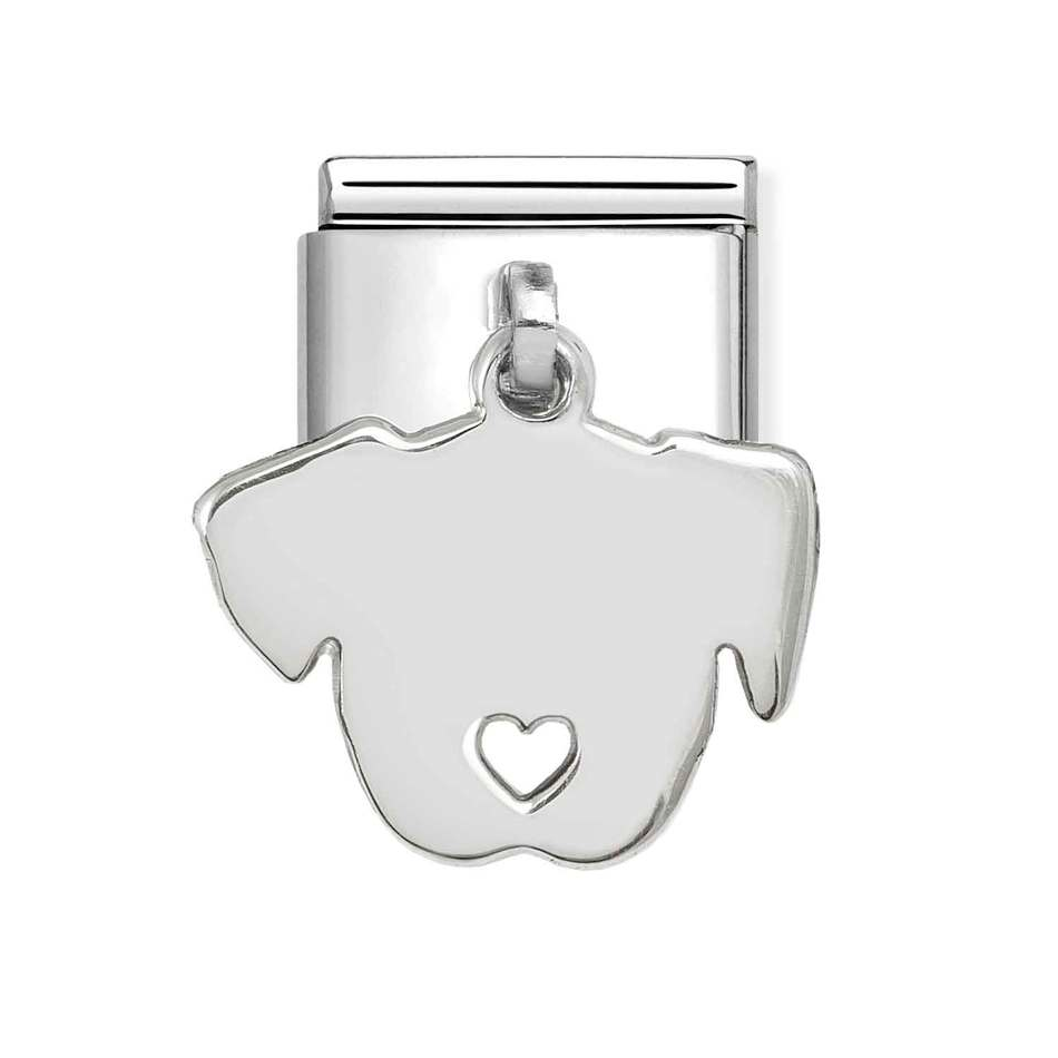 Nomination Classic Link Pendant Engravable Dog Face Charm in Silver