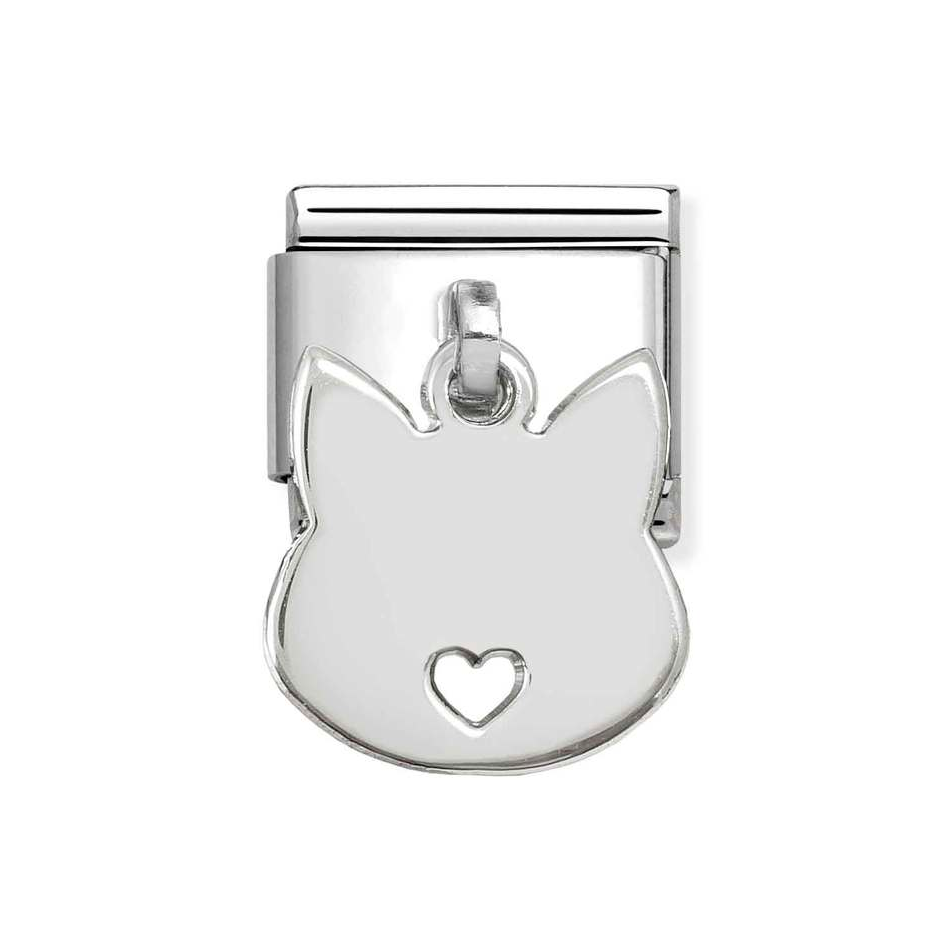 Nomination Classic Link Pendant Engravable Cat Face Charm in Silver